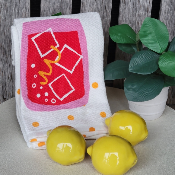 kate spade Other - Kate Spade Summer Drink Kitchen Towel Set & 3 Ceramic Threshold Lemons